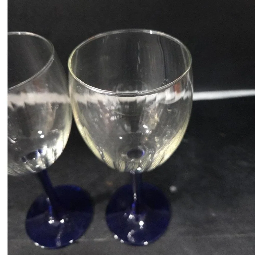 Luminarc Neptune Cobalt Wine Glasses,‎ Set of 2, Vintage Replacement Stemware